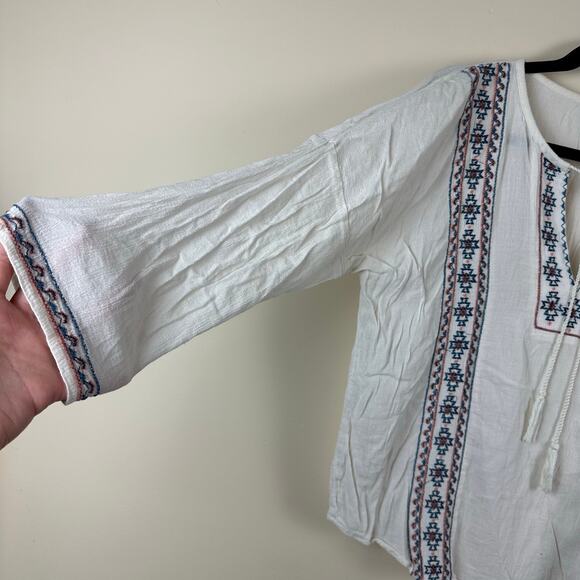 Lucky Brand Oversized Gauze Tunic Top SIzeXS Boho Embroidered Cottagecore Resort - Picture 9 of 11